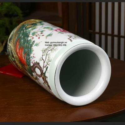 BÌNH CẮM HOA DÁNG TRỤ CHIM CÔNG